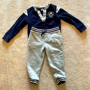 Janie and Jack Blue and Grey Sweatpants and Longsleeve shirt set